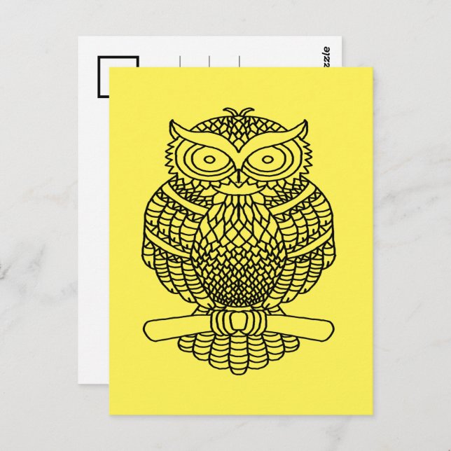 Owl (yellow) - Postcard (Front/Back)