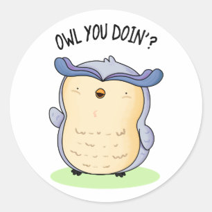 Owl You Doin Funny Bird Pun Classic Round Sticker