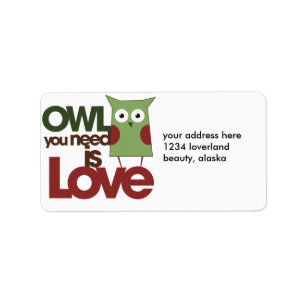 Owl you need is love label