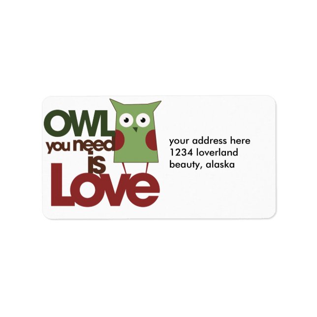 Owl you need is love label (Front)
