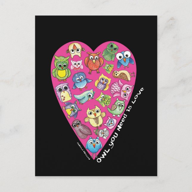 "Owl You Need is Love" Postcard #3 (Front)