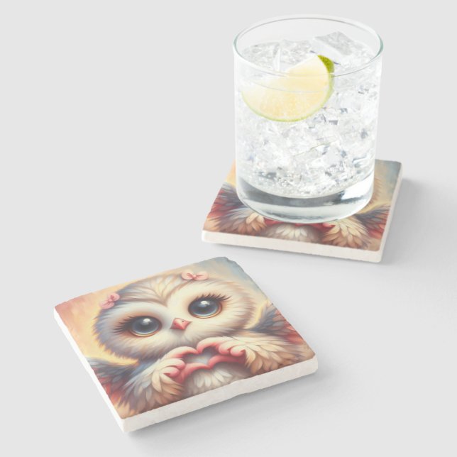 Owl You Need is Love Stone Coaster (Side)