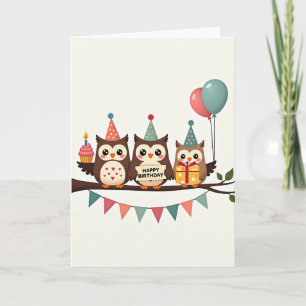 Owlet Birthday Branch Card