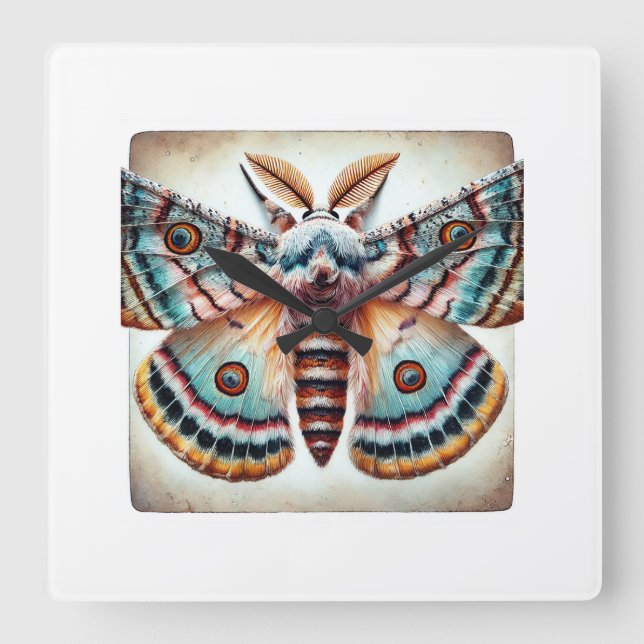 Owlet Moth 010824IREF215 - Watercolor Square Wall Clock (Front)