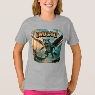 Owligator Illustration – Owl Alligator Funny Scary T-Shirt