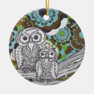 Owls 34 ceramic ornament