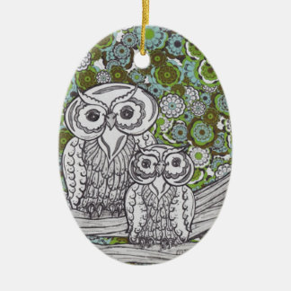 Owls 35 ceramic ornament