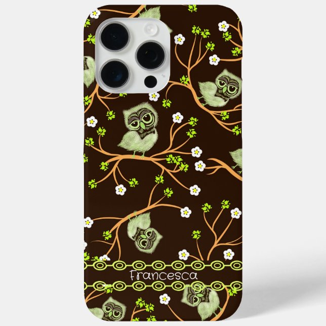 Owls and flowers pattern Case-Mate iPhone case (Back)