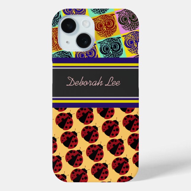 Owls and ladybugs personalized Case-Mate iPhone case (Back)