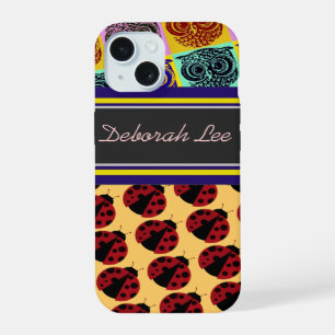 owls and ladybugs personalized iPhone 15 case