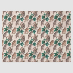 Owls and Leaves Decoupage Tissue Paper