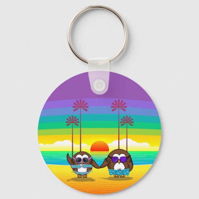 owls are back to vacations! keychain (Front)