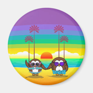 owls are back to vacations! magnet