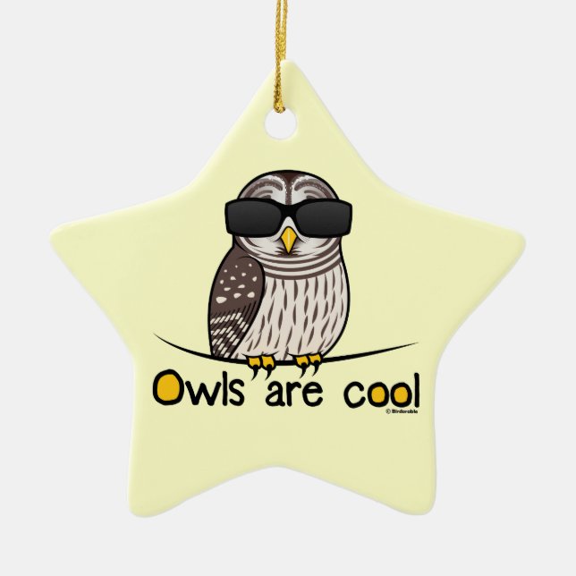 Owls are cool ceramic ornament (Front)