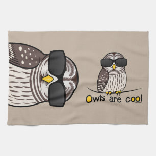 Owls are cool kitchen towel