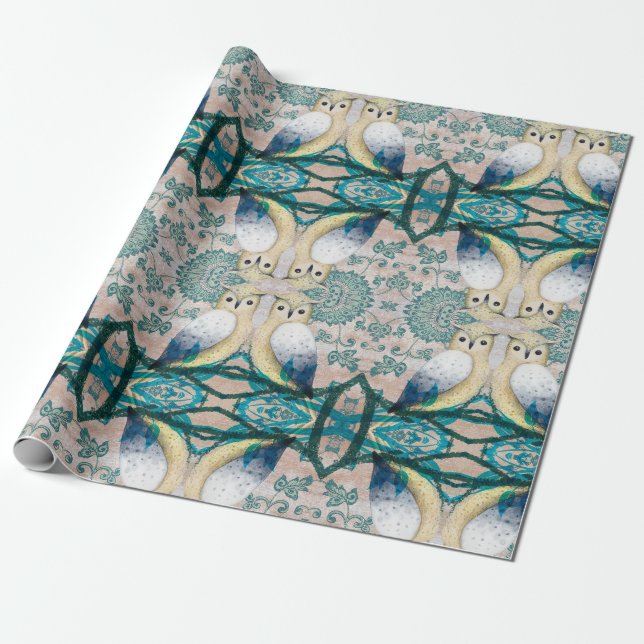 OWLS BIRDS WRAPPING PAPER (Unrolled)