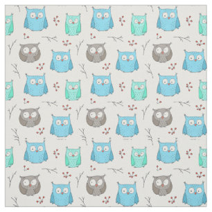 Owls & Branches Pattern Fabric