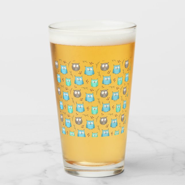 Owls & Branches Pattern Glass (Front Filled)