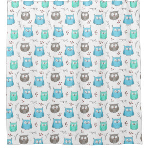 Owls & Branches Pattern Shower Curtain