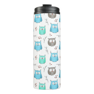 Owls & Branches Pattern Thermal Tumbler