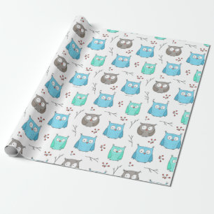 Owls & Branches Pattern Wrapping Paper
