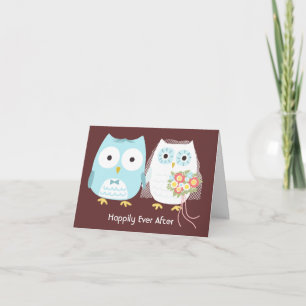 Owls Bride and Groom Cute Newlyweds Thank You
