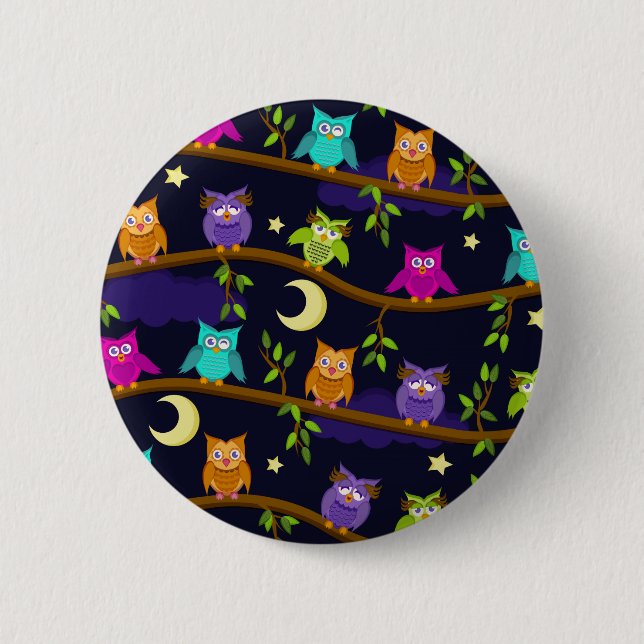 owls by night 2 inch round button (Front)