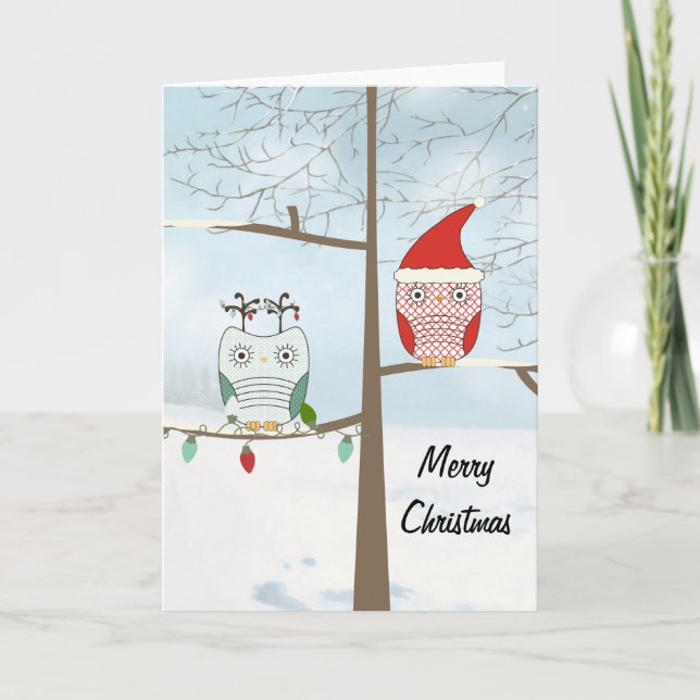 Owls Christmas Holiday Card (Front)