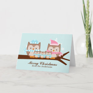Owls Family Christmas Cards