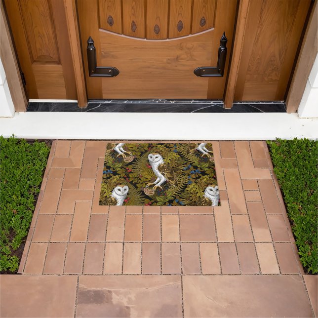 Owls, ferns, oak and berries 2 doormat (Outdoor)