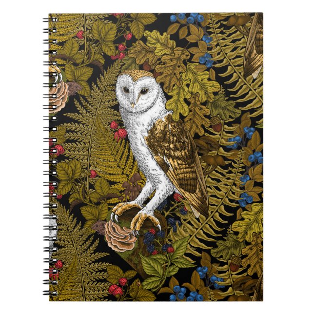 Owls, ferns, oak and berries 2 notebook (Front)