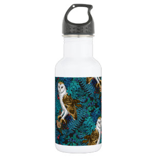 Owls, ferns, oak and berries 3 532 ml water bottle