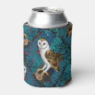 Owls, ferns, oak and berries 3 can cooler