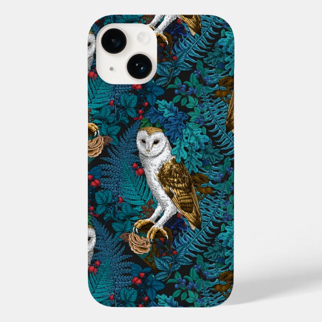 Owls, ferns, oak and berries 3 Case-Mate iPhone case (Back)