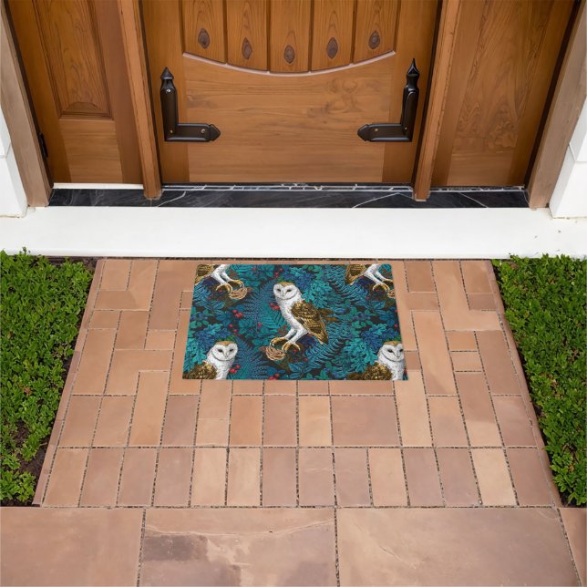 Owls, ferns, oak and berries 3 doormat (Outdoor)