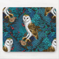 Owls, ferns, oak and berries 3