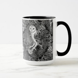 Owls, ferns, oak and berries 3 mug