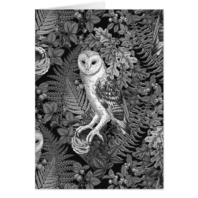 Owls, ferns, oak and berries 4 (Front)
