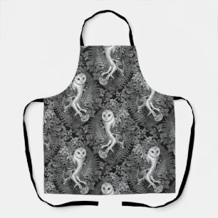 Owls, ferns, oak and berries 4 apron