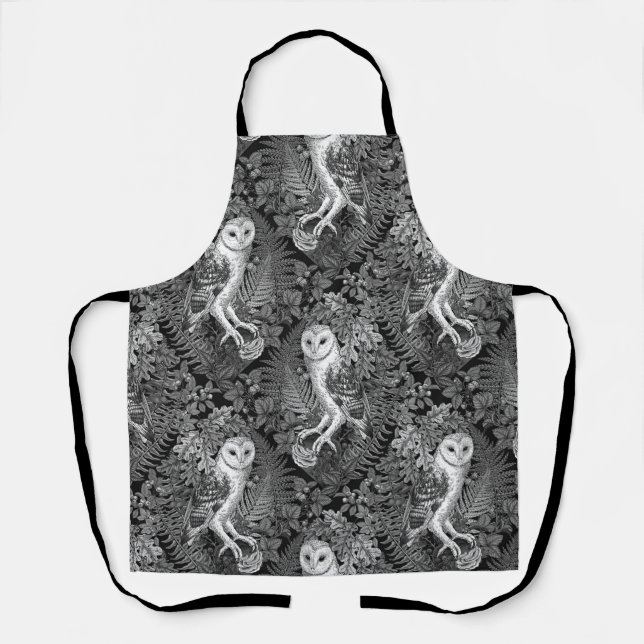 Owls, ferns, oak and berries 4 apron (Front)