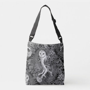Owls, ferns, oak and berries 4 crossbody bag