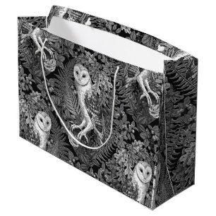 Owls, ferns, oak and berries 4 large gift bag