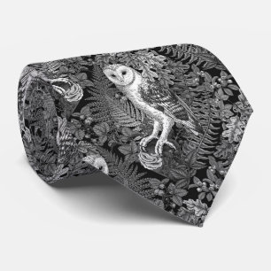 Owls, ferns, oak and berries 4 tie