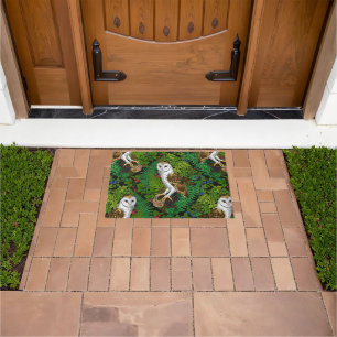Owls, ferns, oak and berries doormat