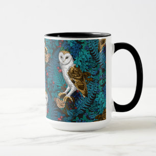 Owls, ferns, oak and berries mug