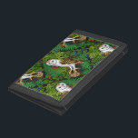 Owls, ferns, oak and berries trifold wallet<br><div class="desc">Hаnd-painted owls,  mouse,  forest berries and ferns, seamless pattern</div>