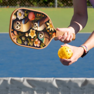 Owls & Flowers Modern Haeckel Pickleball Paddle