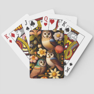 Owls & Flowers Modern Haeckel Playing Cards
