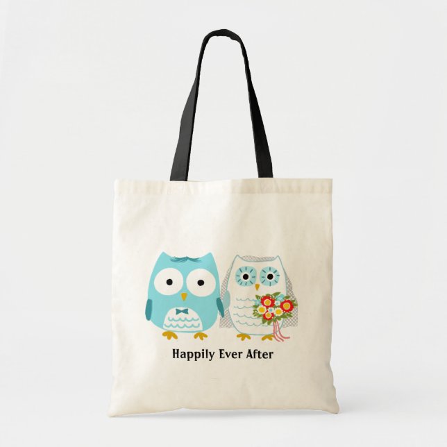 Owls Getting Married - Newlywed Bride and Groom Tote Bag (Front)