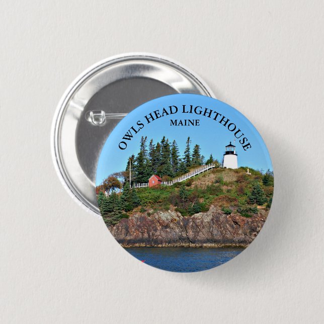 Owls Head Lighthouse, Maine Round Button (Front & Back)